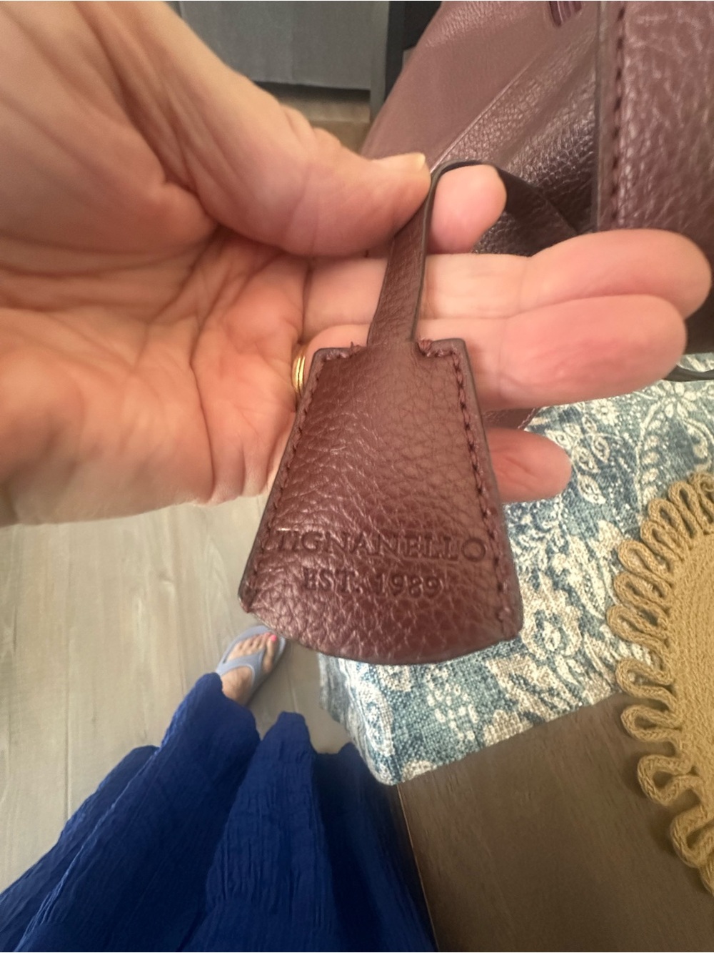 Tignanello Pebbled Leather Hobo in Burgundy - Picture 5 of 6